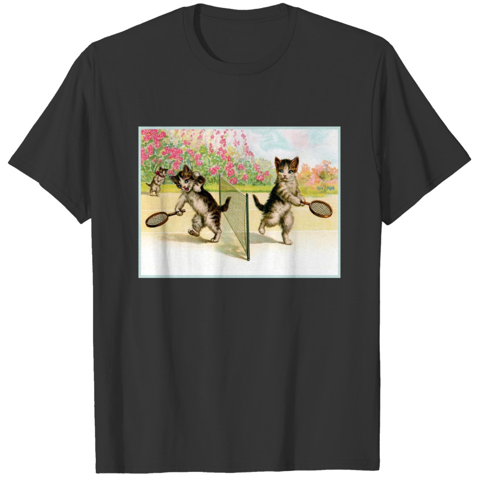 Badminton Kittens Vintage Art T-shirt