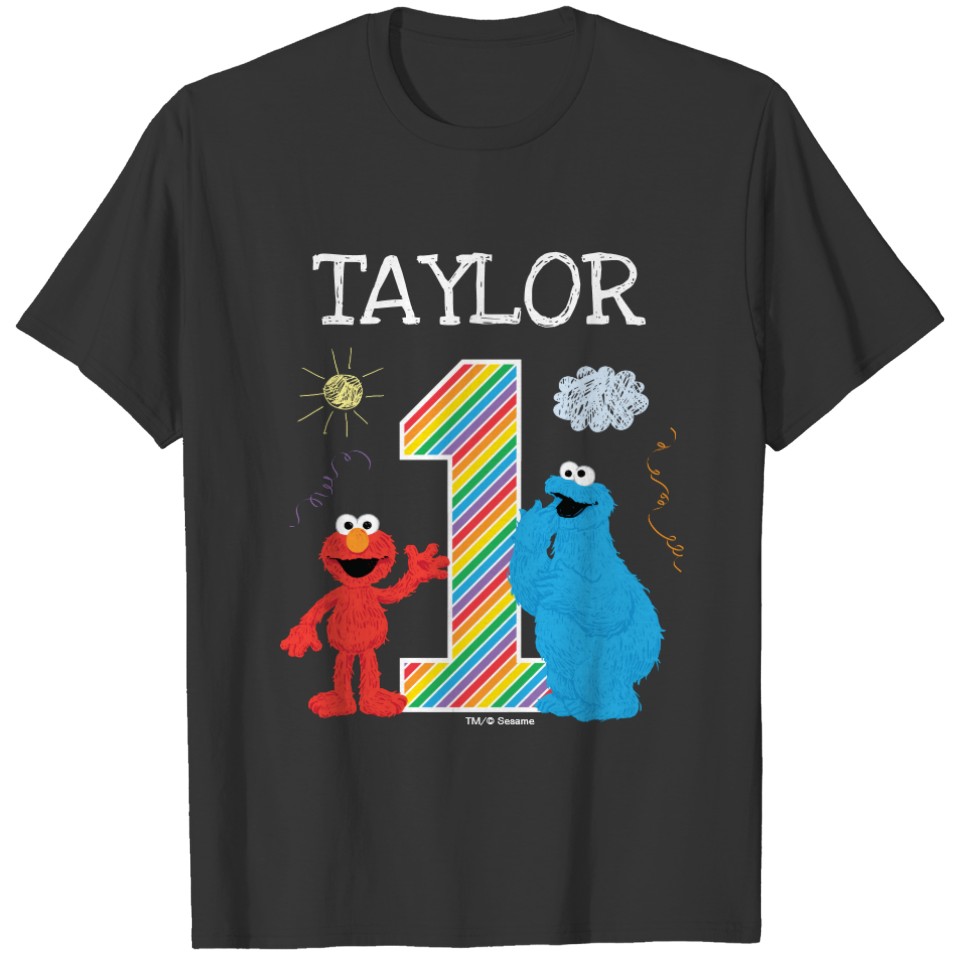 Sesame Street Pals Chalkboard Rainbow 1st Birthday T-shirt
