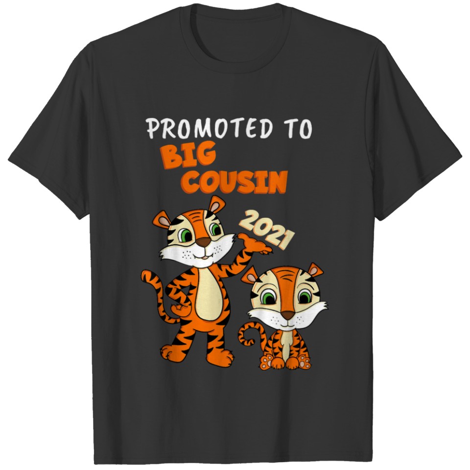 Promoted To Big Cousin 2021 Boy Tiger Funny Gift T-shirt