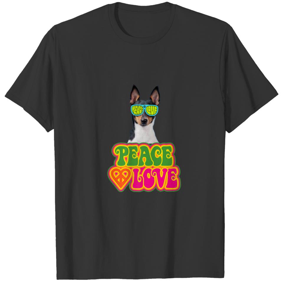 Peace Heart Love Dog Toy Fox Terrier T-shirt