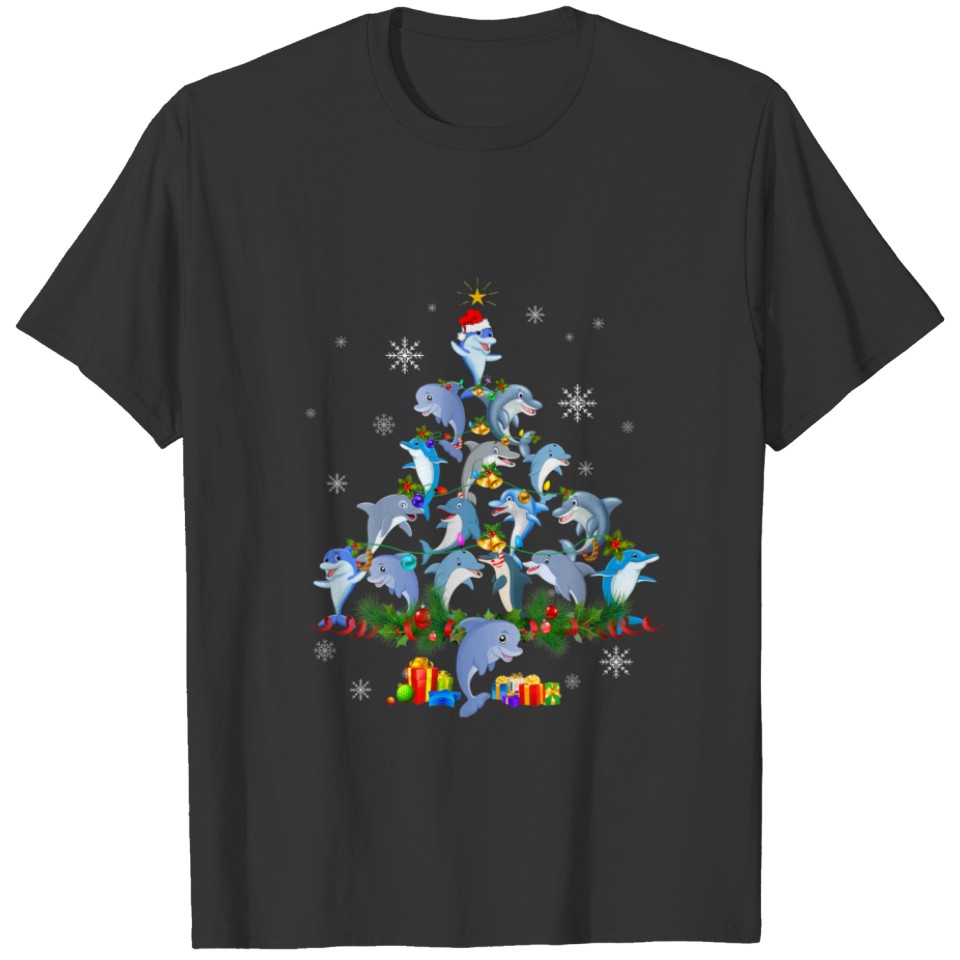 Santa Dolphin Fish Lover Xmas Dolphin Christmas Tr T-shirt
