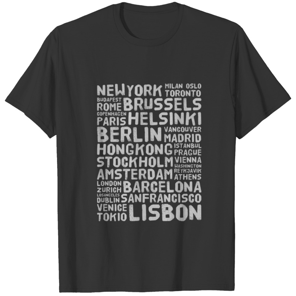 New York, Paris, London, Milan, Rome T-shirt