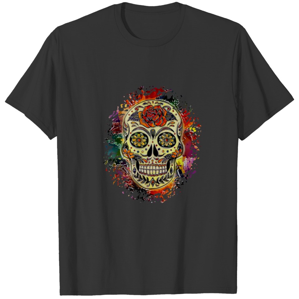 Happy Sugar Skull - Splatter And Roses 1 - Fan Fun T-shirt