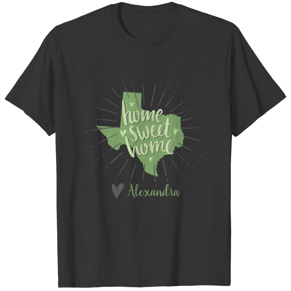 Sage Green and Gray Home Sweet Home Texas T-shirt