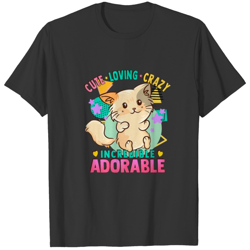 Anime Cat Kitten - Cute Kawaii - Loving Crazy Ador T-shirt