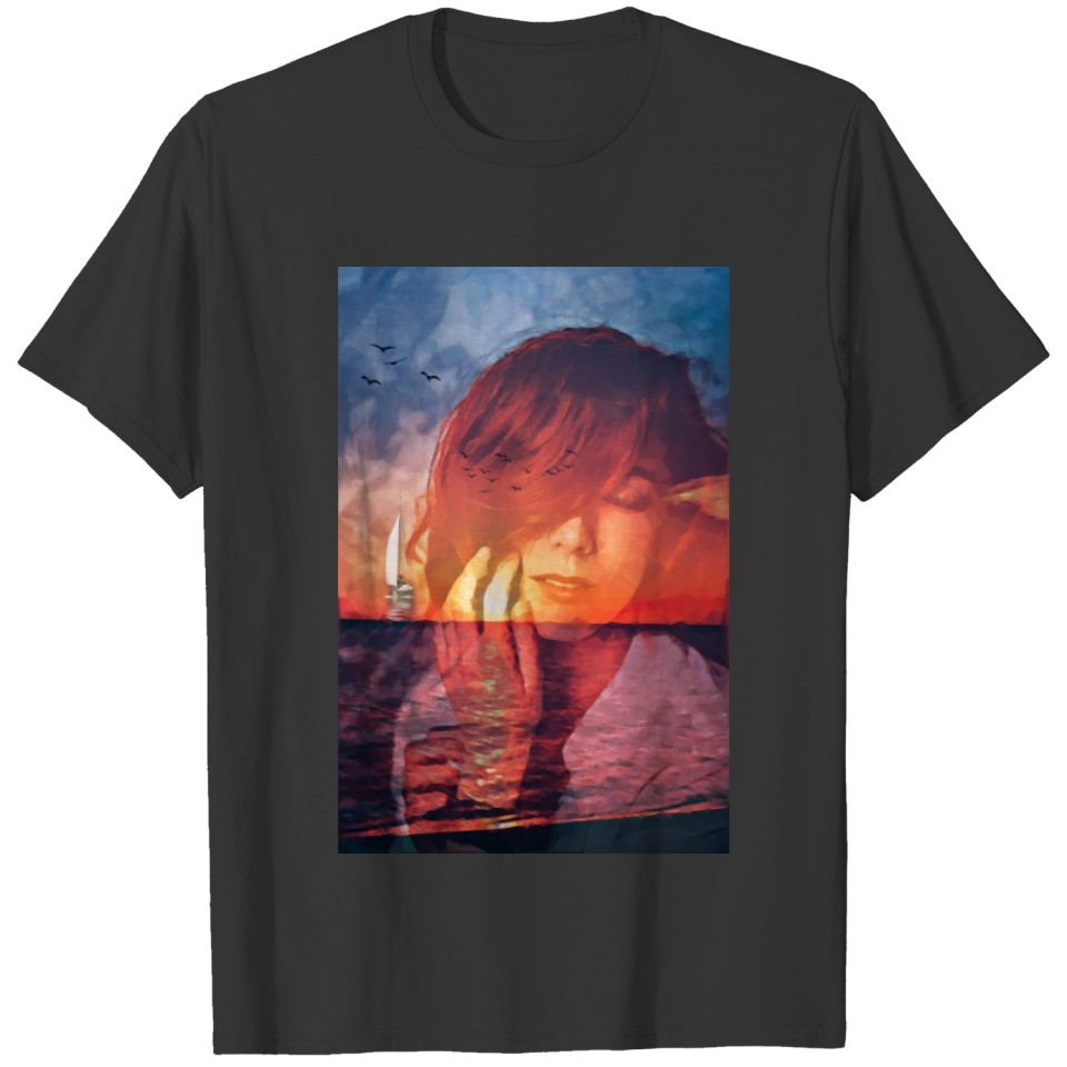 sunset face T-shirt