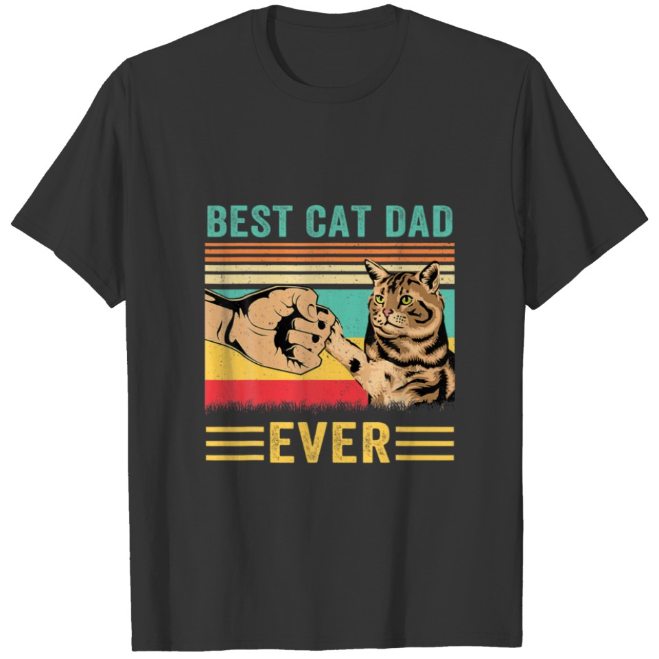 Vintage Retro Cat Lover Father Day Best Cat Dad Ev T-shirt