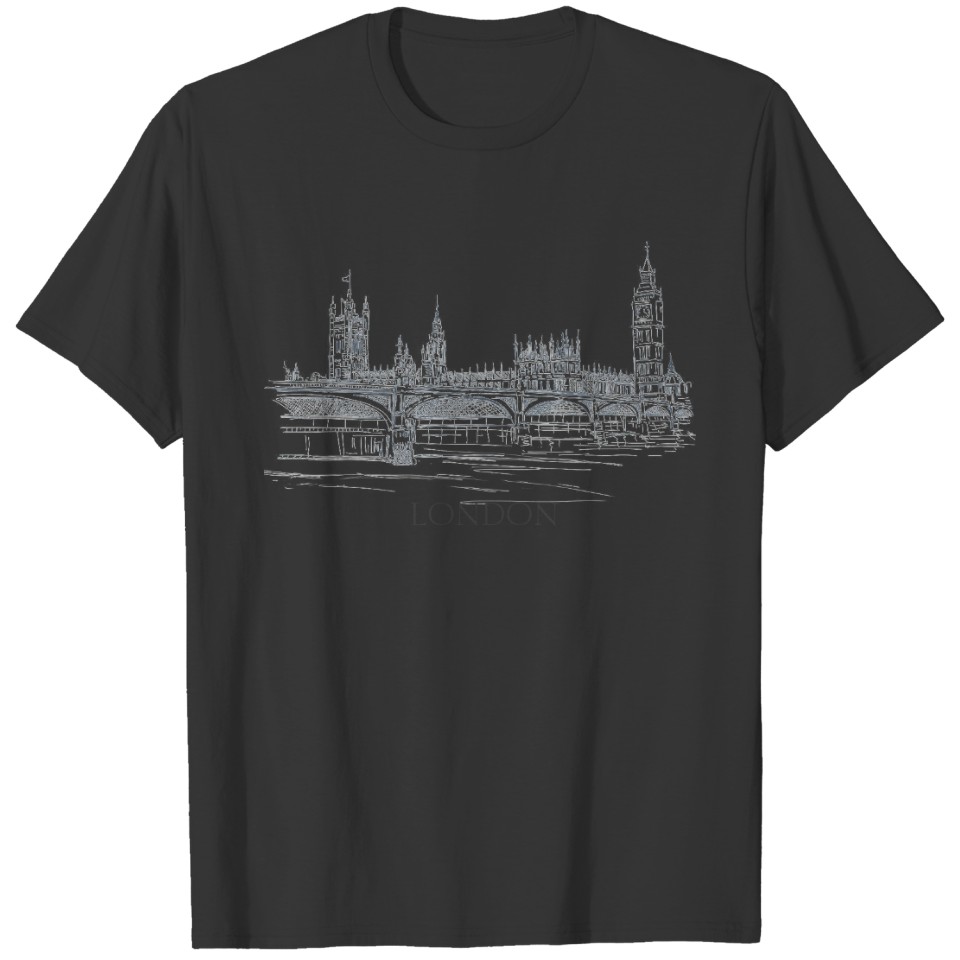 London Bridge Big Ben Pen and Ink Drawing Sweat T-shirt