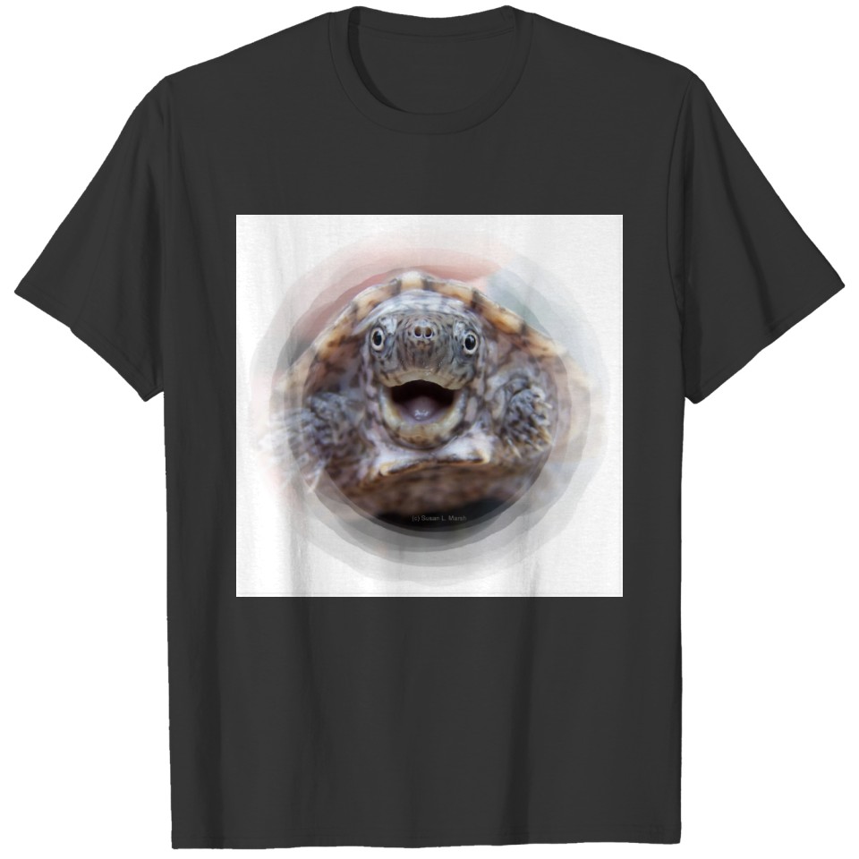 Turtle mouth open round frame Mad Musk turtle T-shirt