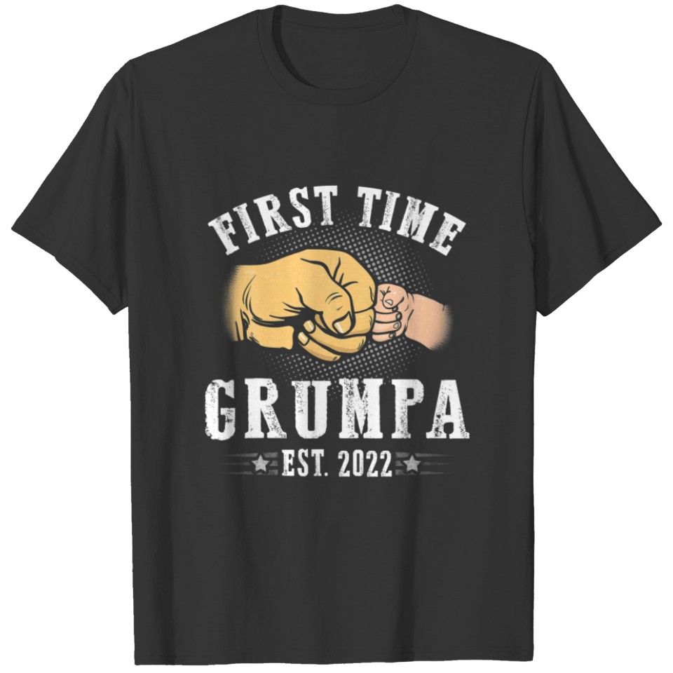Mens First Time Grumpa Est 2022 Promoted To New Da T-shirt