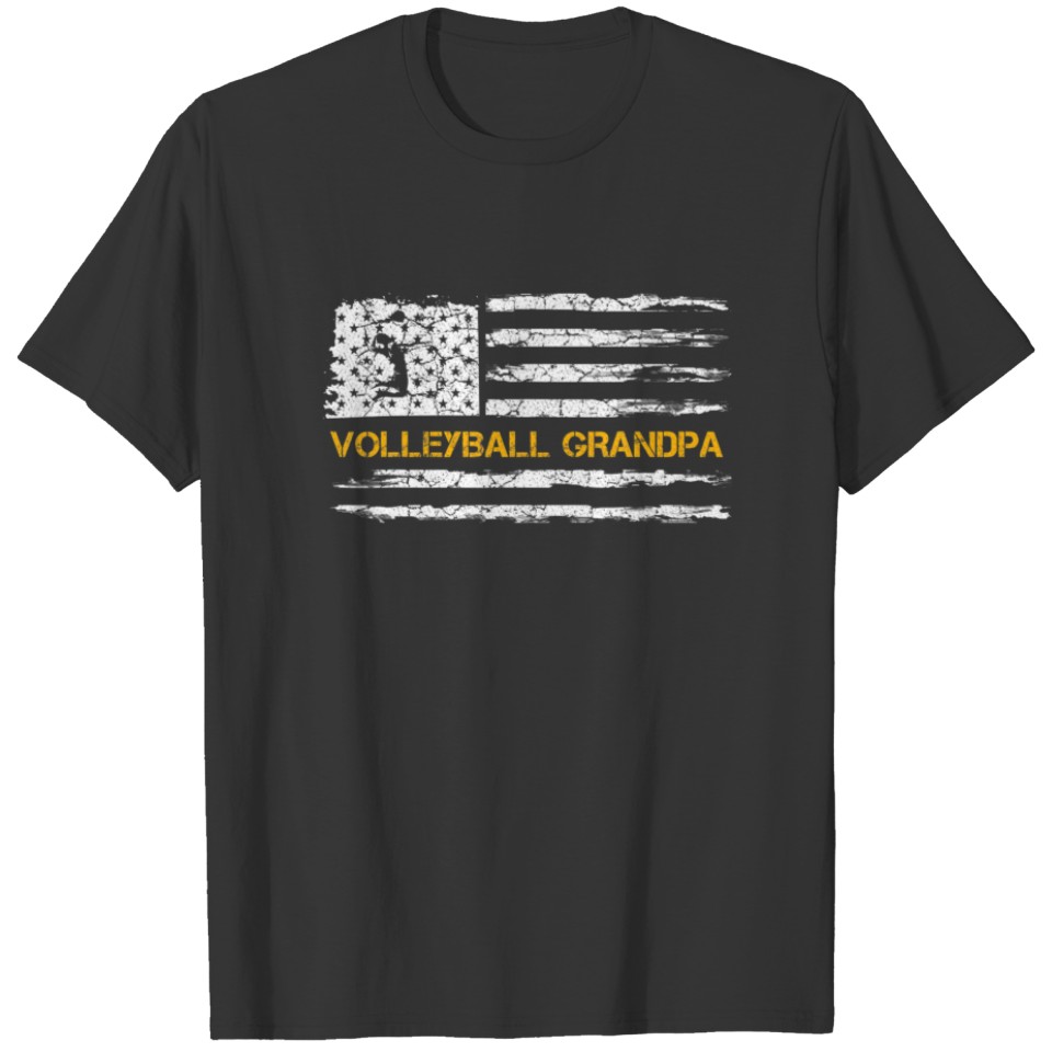 Vintage US American Flag Proud Volleyball Grandpa T-shirt