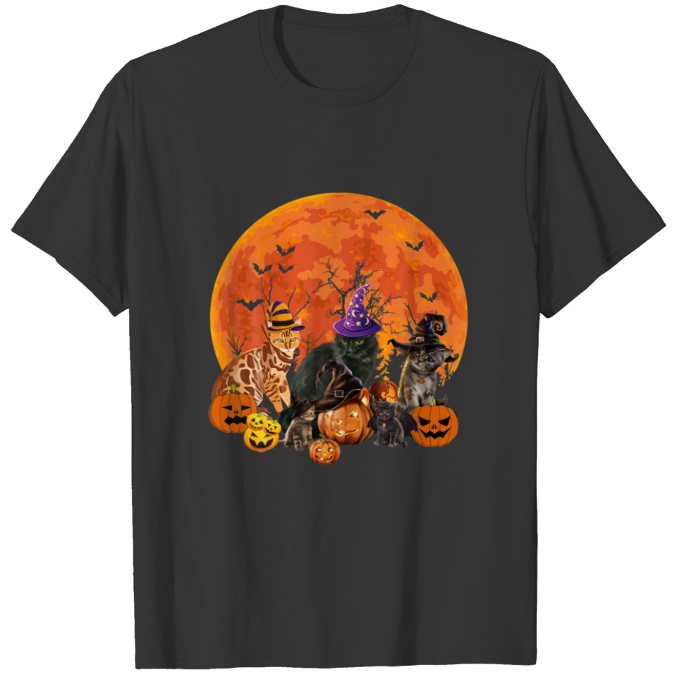 Funny Black Cat Halloween Costume For Cats Meow Ki T-shirt