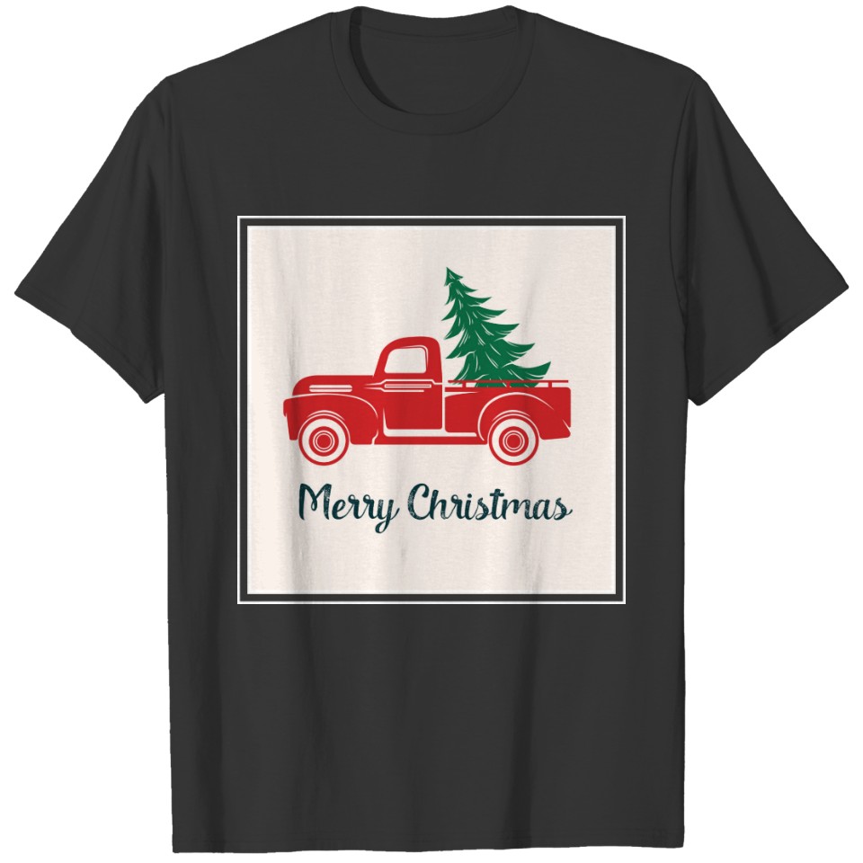 Merry Christmas | Vintage Red Pickup Truck T-shirt