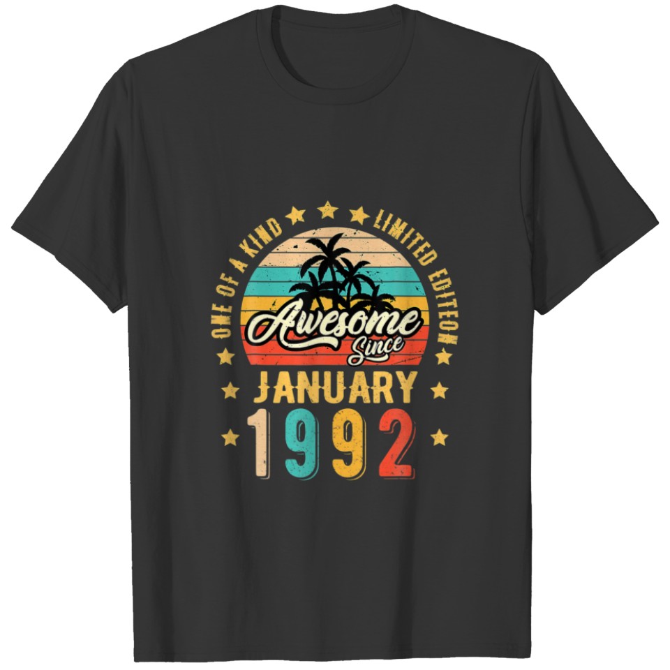 Awesome Since January 1992 Vintage 30Th Birthday T-shirt