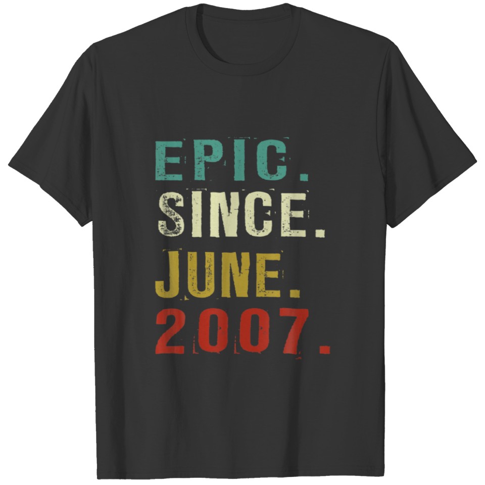 15 Years Old Epic Since June 2007 15Th Birthday Gi T-shirt