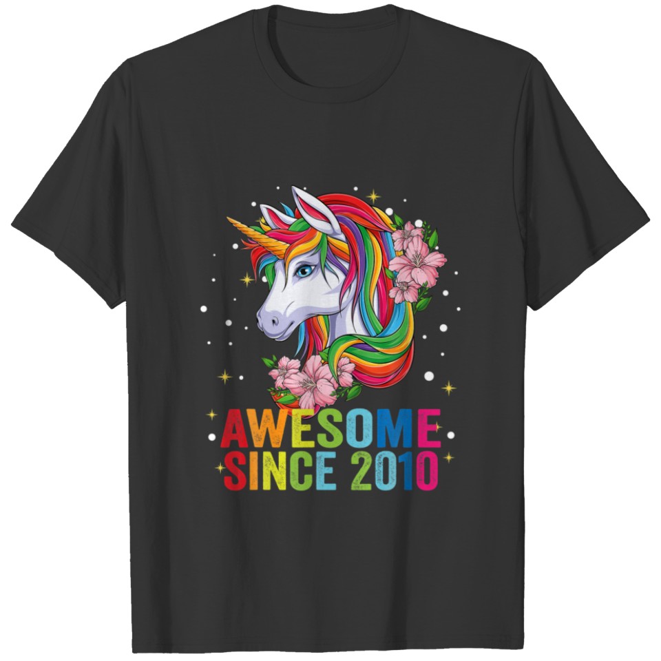 Awesome Since 2012 Unicorn 10 Year Old 10 Birthday T-shirt