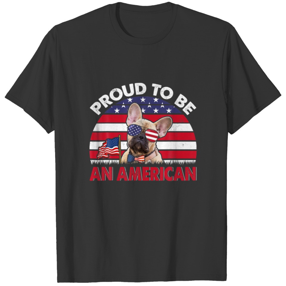 French Bulldog American Proud Funny American Flag T-shirt