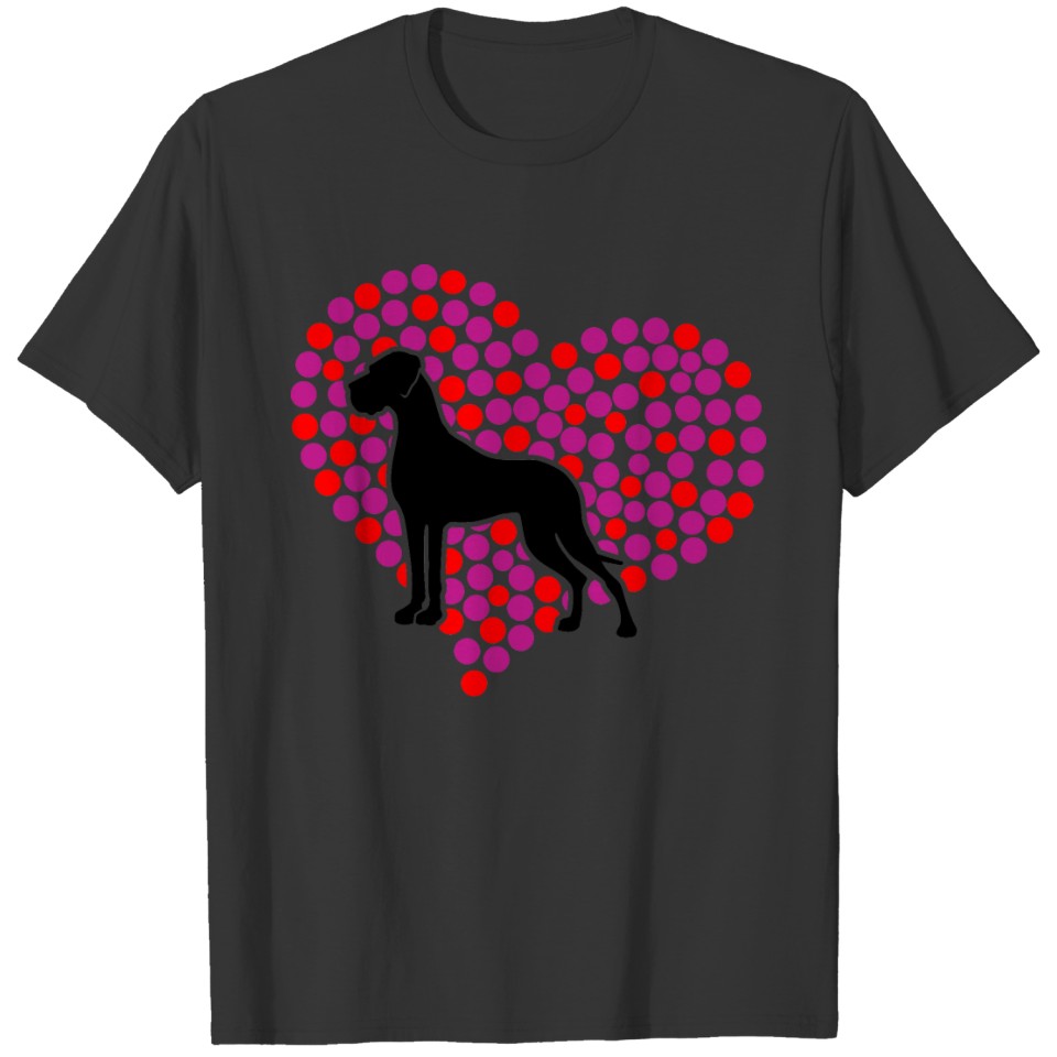 Great Dane in a Heart T-shirt