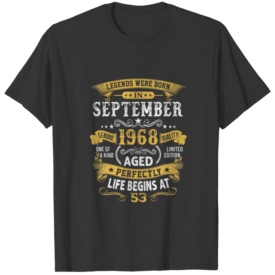 Legends Were Born In Sepetmber 1968 53Rd Birthday T-shirt