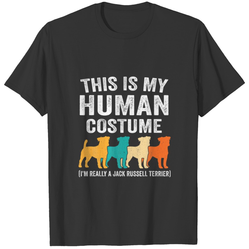 Retro Dogs This Is My Human Costume Jack Russell T T-shirt