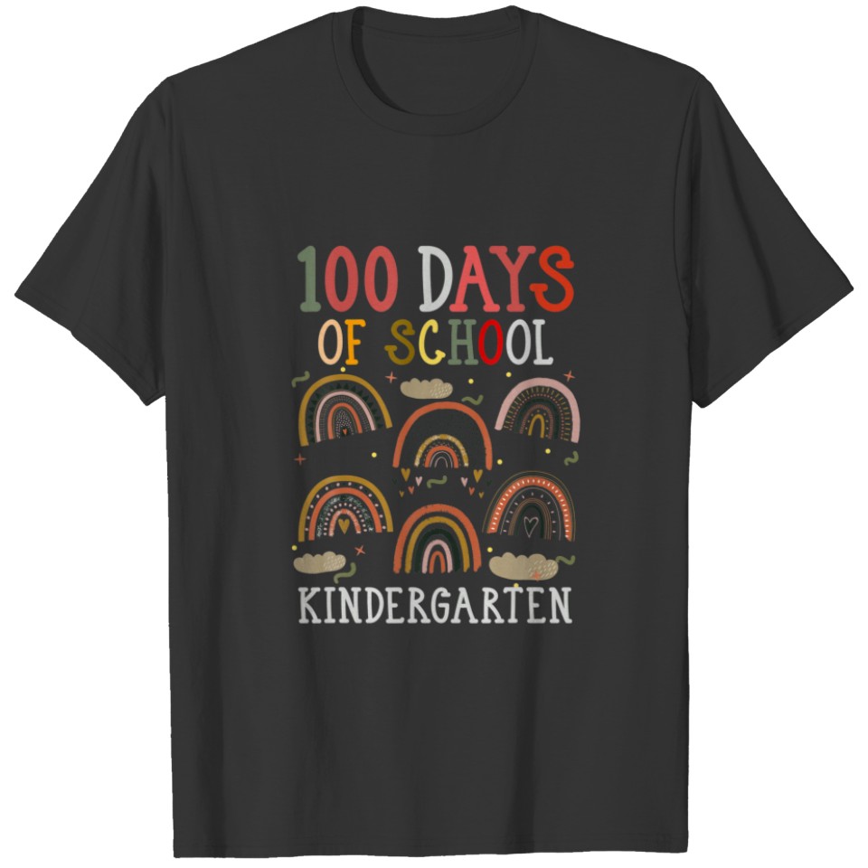 Boho Rainbow 100Th Day Kindergarten Teacher 100 Da T-shirt