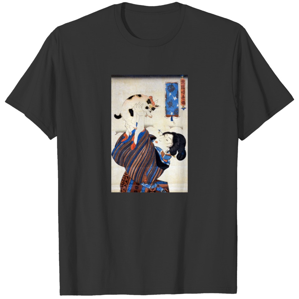 Japanese Woman with Cat, Utagawa Kuniyoshi T-shirt