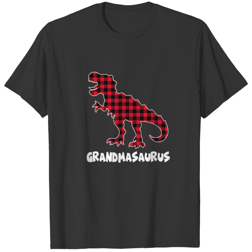 Red Plaid Matching Family Christmas Grandma Saurus T-shirt