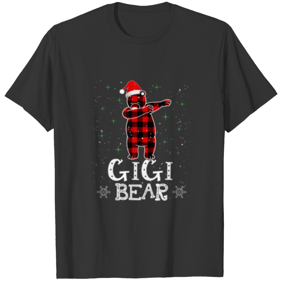 Gigi-Bear-Dabbing-Red-Plaid-Christmas-Pajama-Famil T-shirt