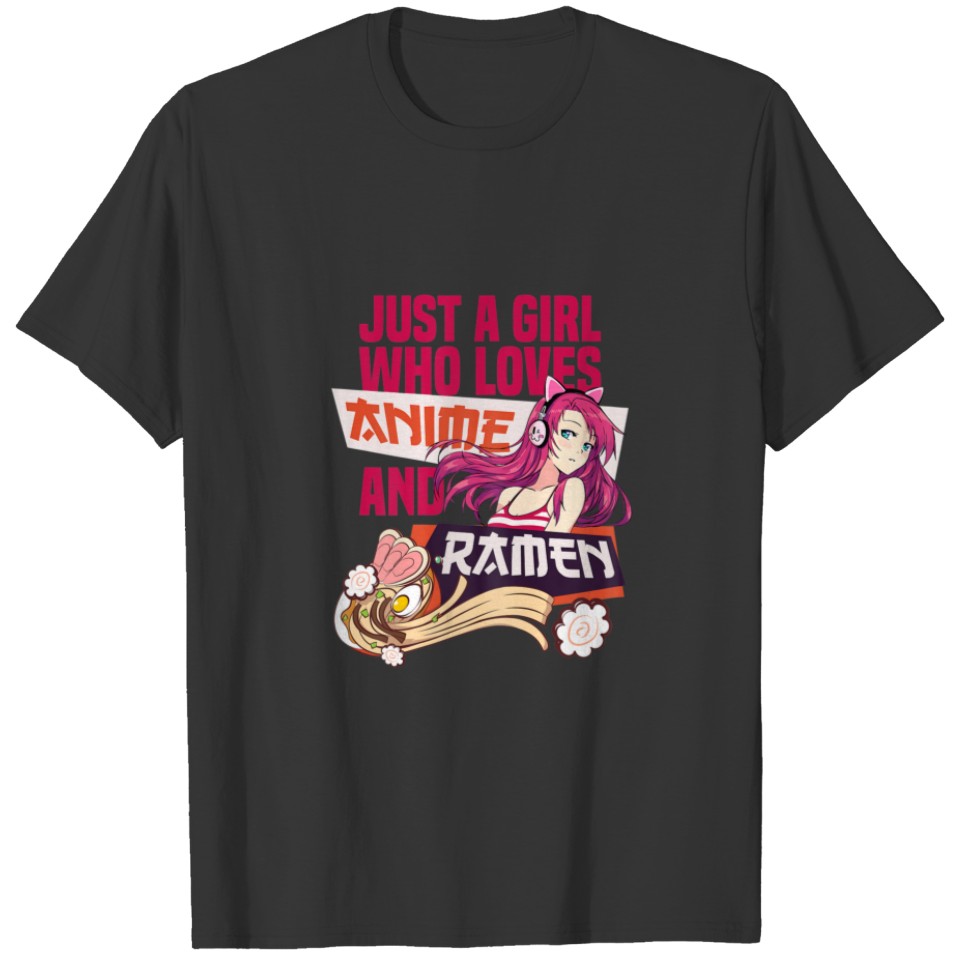 Womens Just A Girl Who Loves Anime And Ra T-shirt