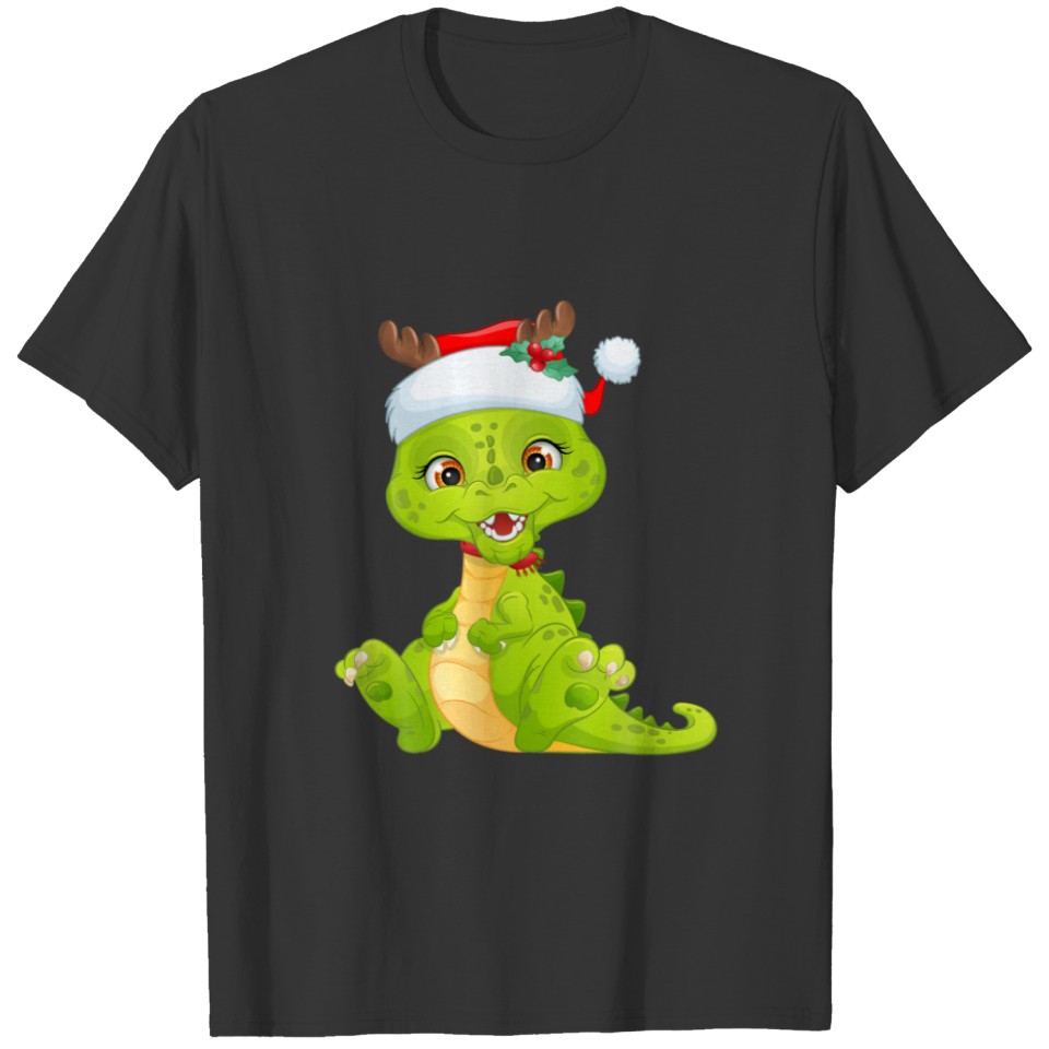 Dinosaur Santa Hat Christmas Dinosaur Lovers Pajam T-shirt