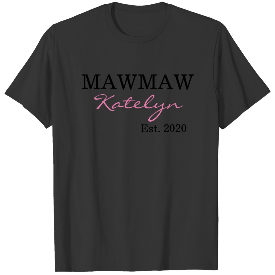 Cute Personalized Name Mawmaw Year Established T-shirt