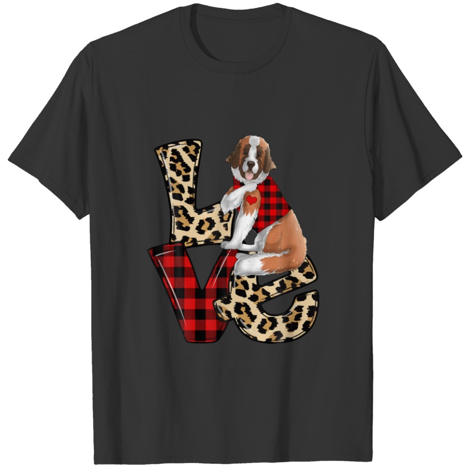 Saint Bernard Love Leopard Happy Valentines Day Do T-shirt