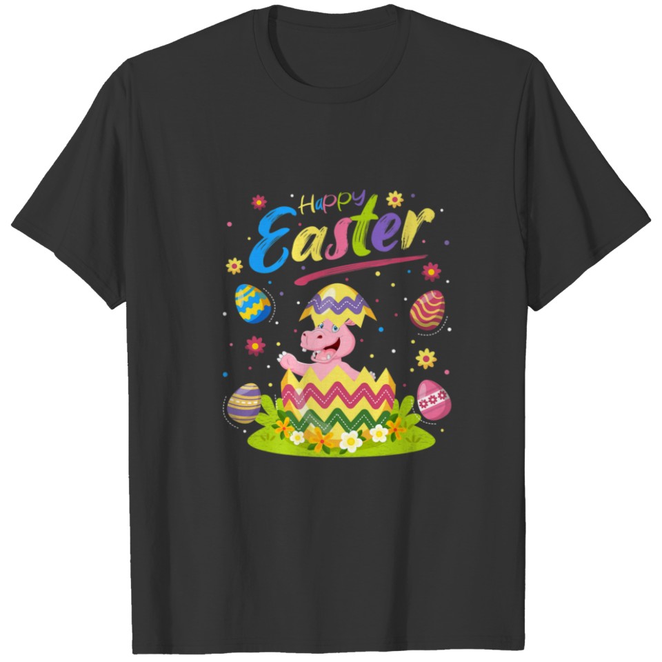Hippo Lover Funny Easter Egg Hippopotamus Happy Ea T-shirt