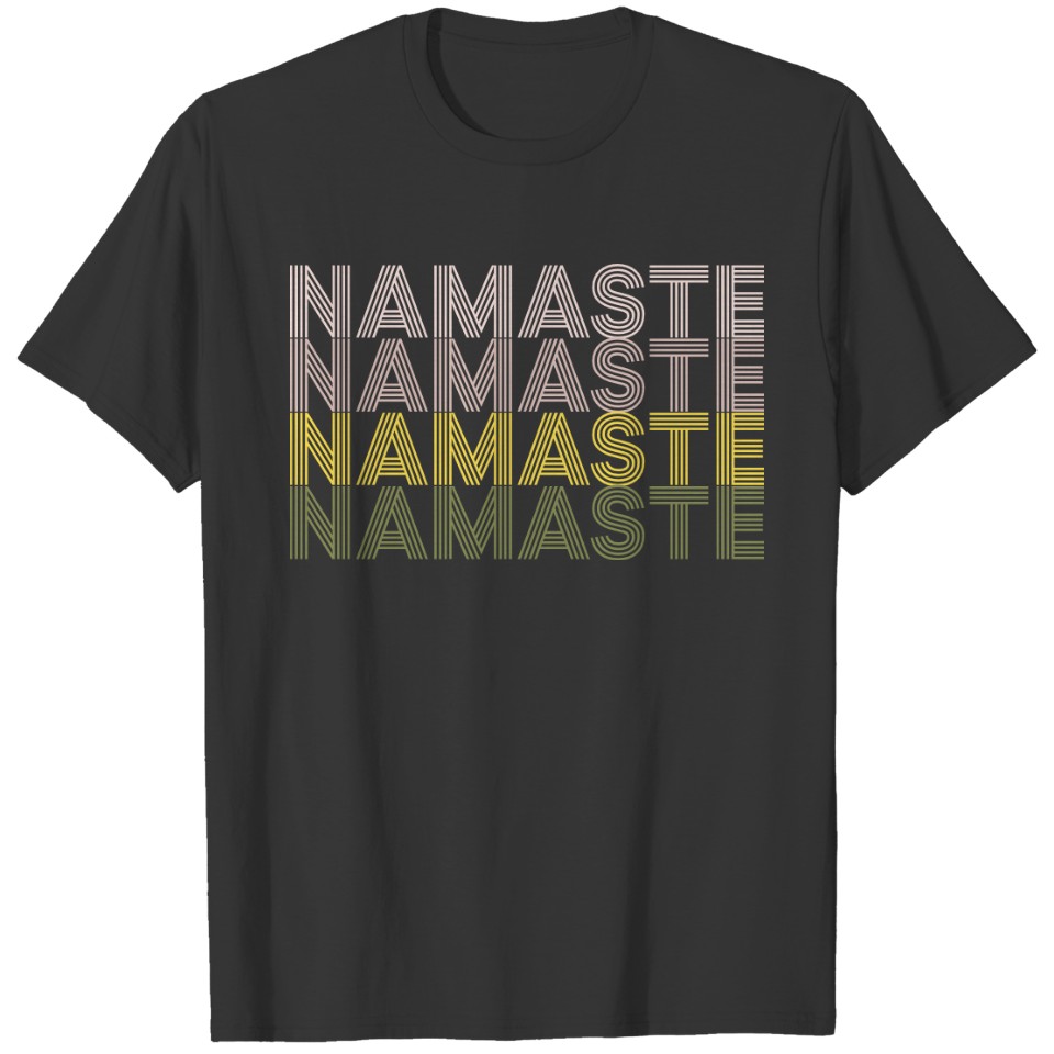 Namaste Inline Yoga with Earth Toned Text T-shirt