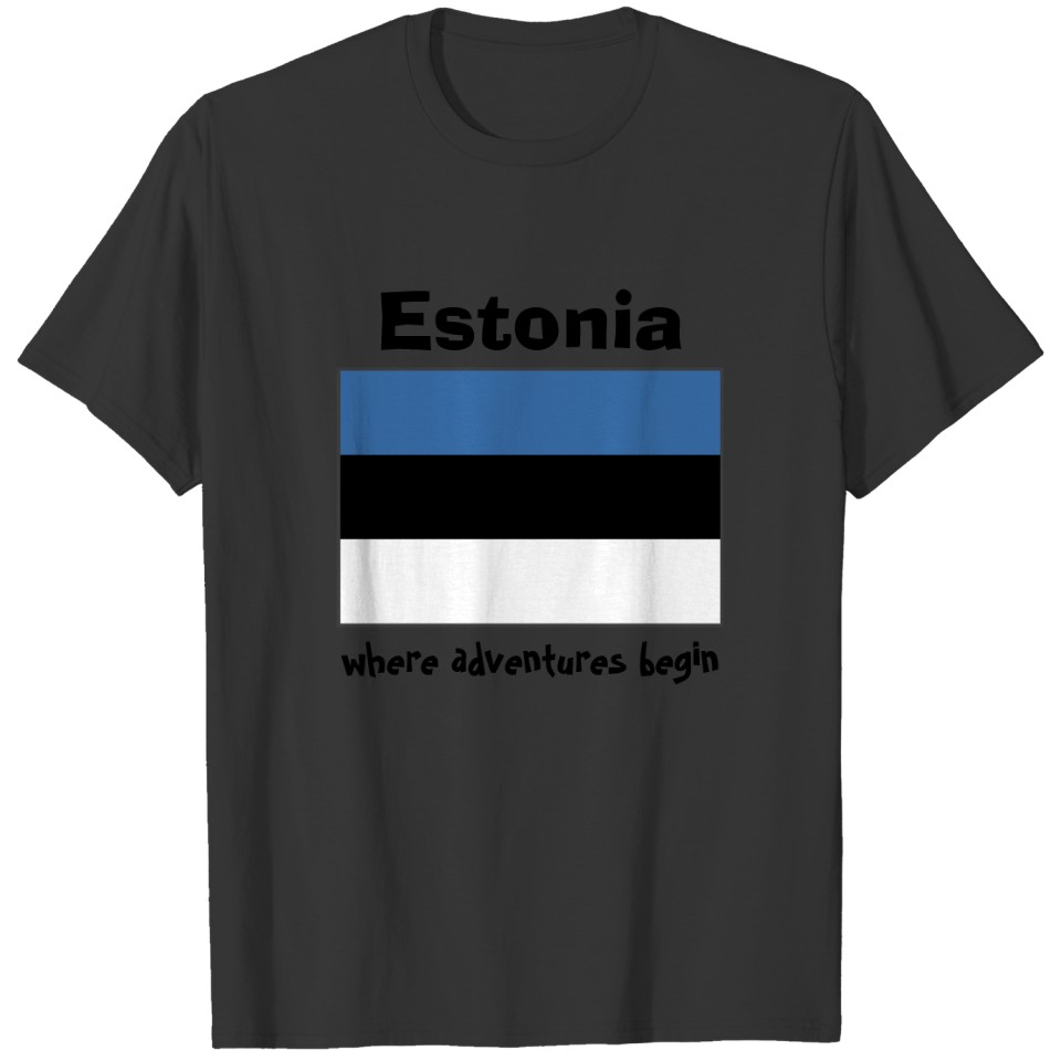 Estonia Flag + Map + Text T-shirt