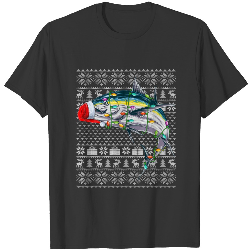Tuna Fish Lover Santa Hat Ugly Tuna Christmas T-shirt