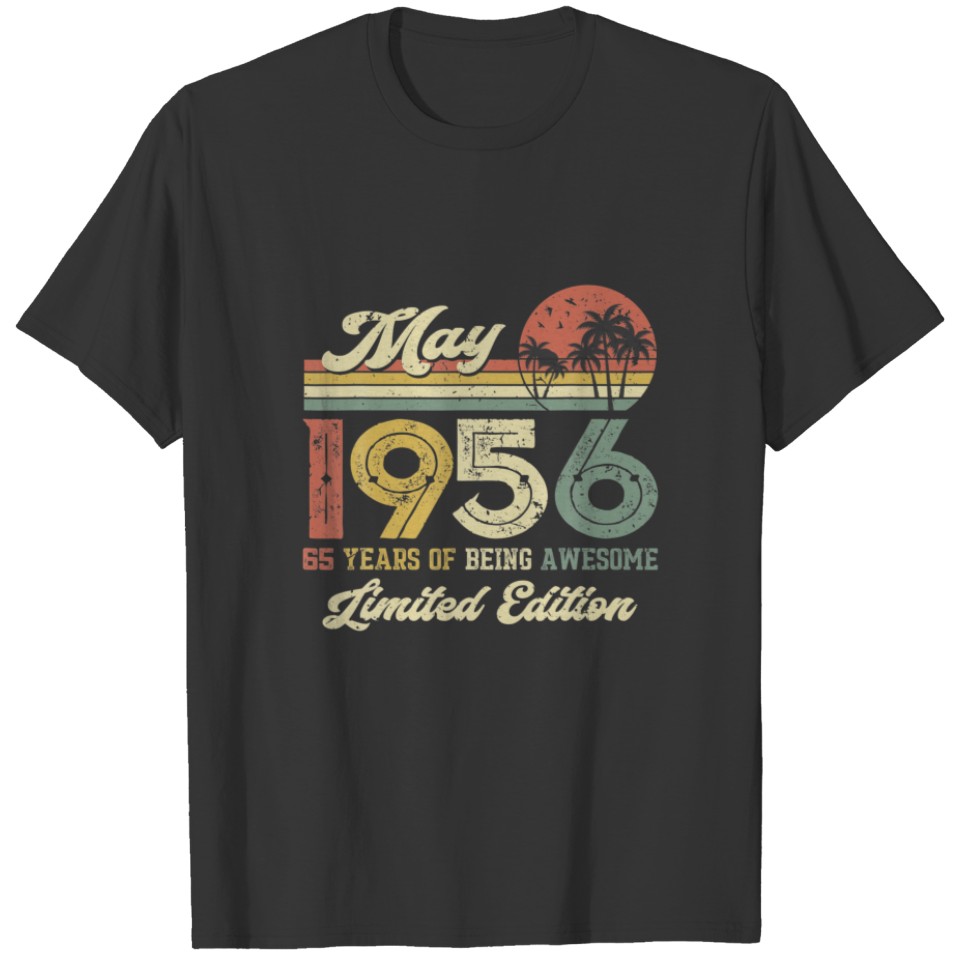 Vintage May 1956 Distressed 65 Year Old 65Th Birth T-shirt