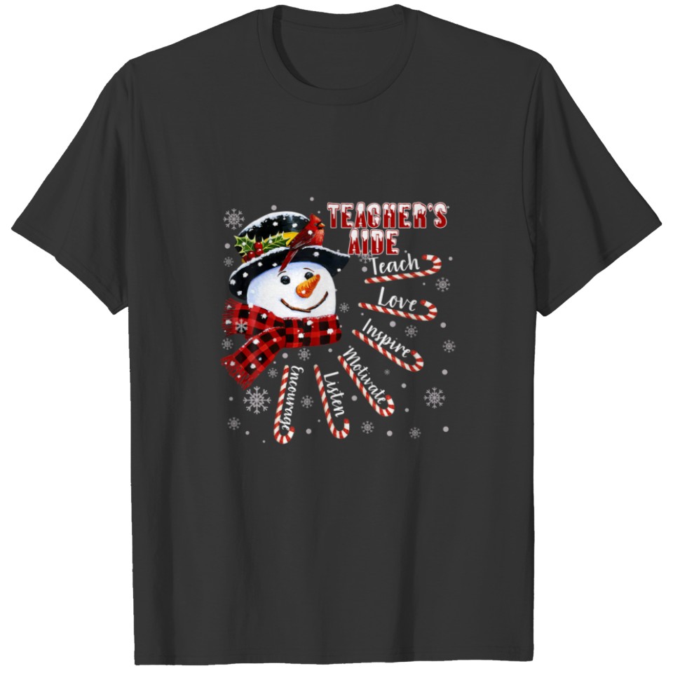Teacher's Aide Life Christmas Red Plaid Teach Love T-shirt