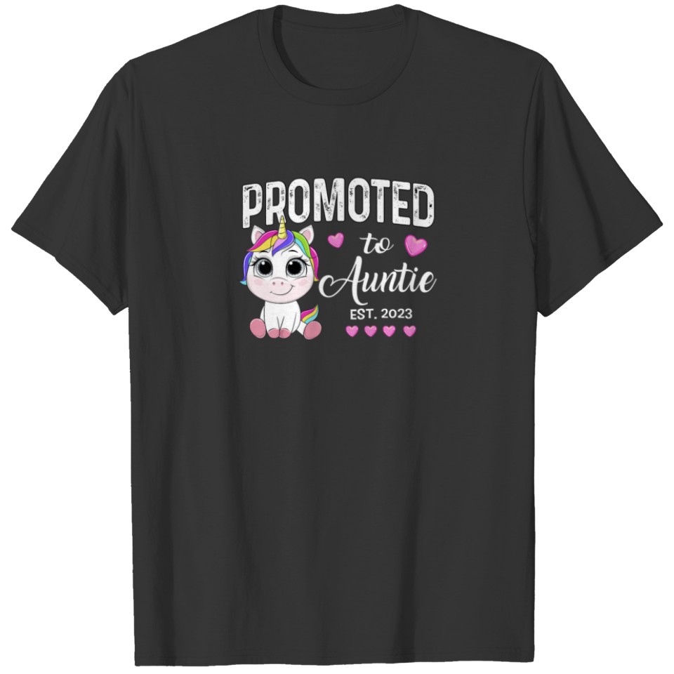 Promoted To Auntie Est 2023 - Baby Cute Unicorn T-shirt