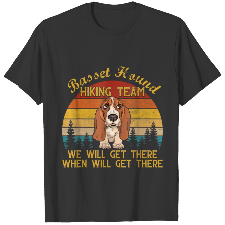 basset hound hiking team hiker gift funny dog love T-shirt