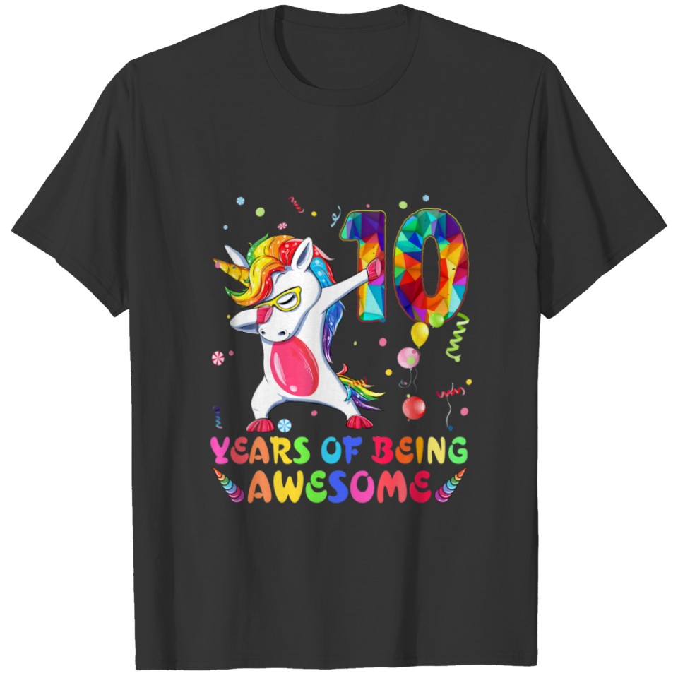 10Th Birthday Dabbing Unicorn Party Gifts 10 Years T-shirt