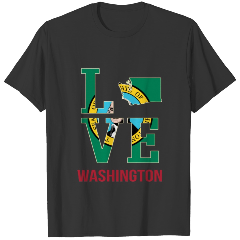 Washington State Flag Love Plus Size T-shirt