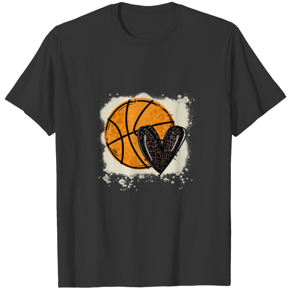 Bleached Basketball Heart Game Day Vibes Basketbal T-shirt