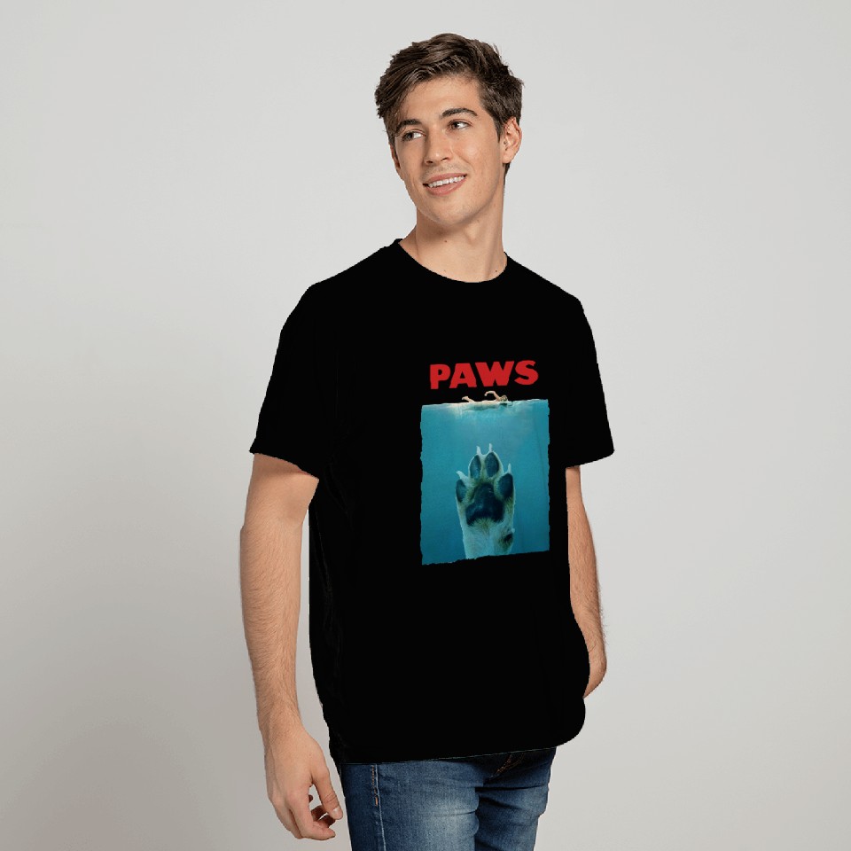 Paws - Jaws Dog Puppy Jaws Mashup Shirt Parody Cool White T-Shirt