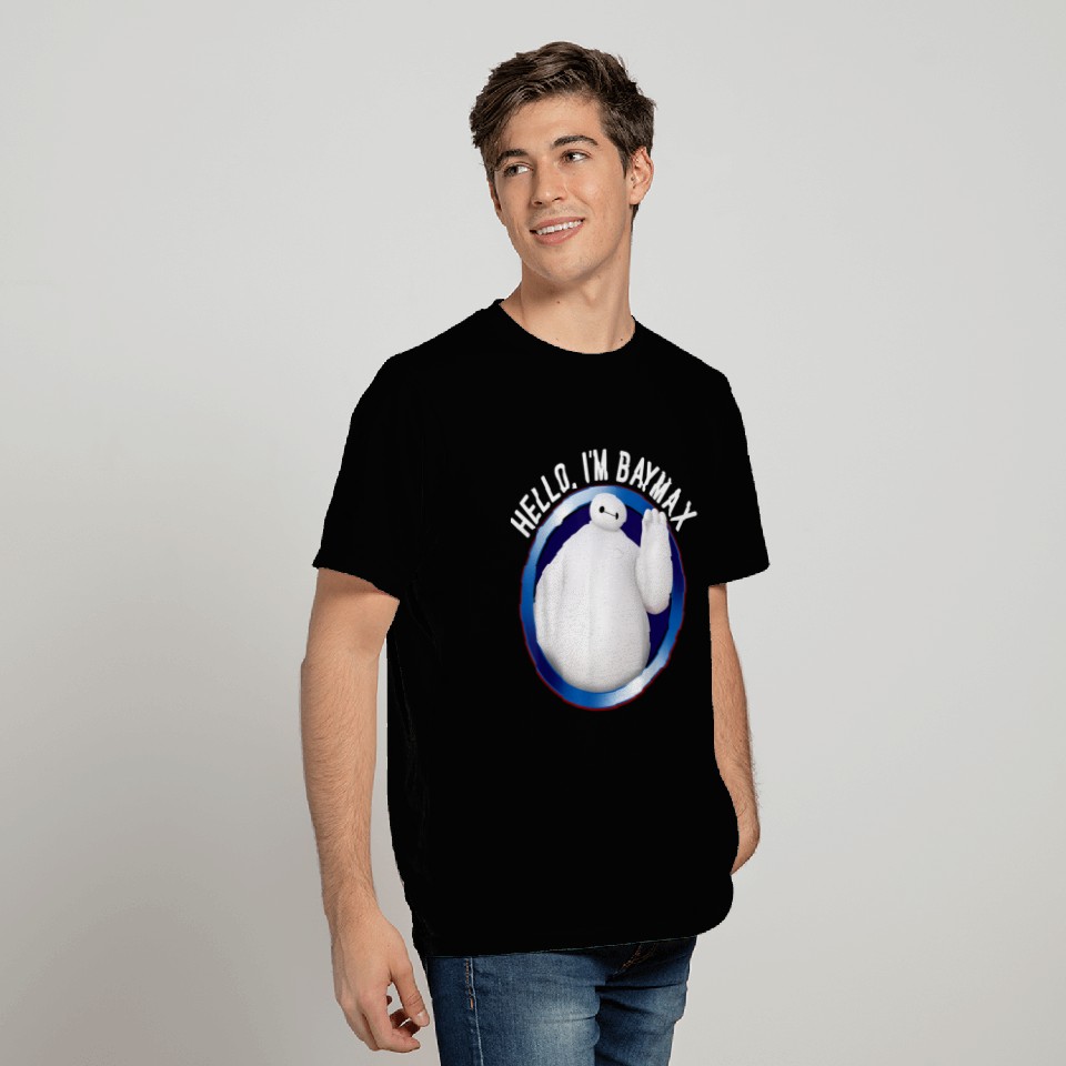 Disneyss Big Hero 6 Baymax Wave Hello Circle Graphic T-Shirts