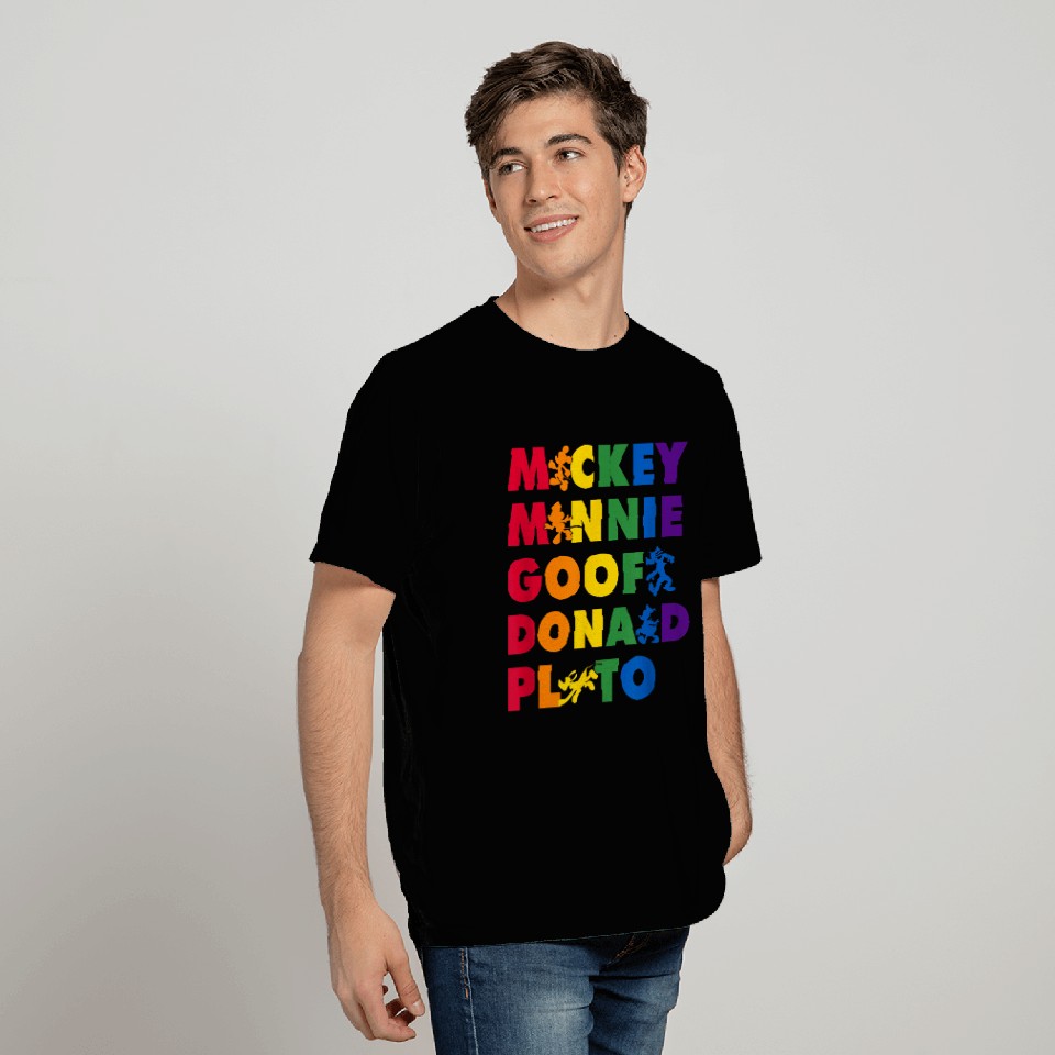 Disneyss Mickey Friends Name Stack Pride T-Shirts