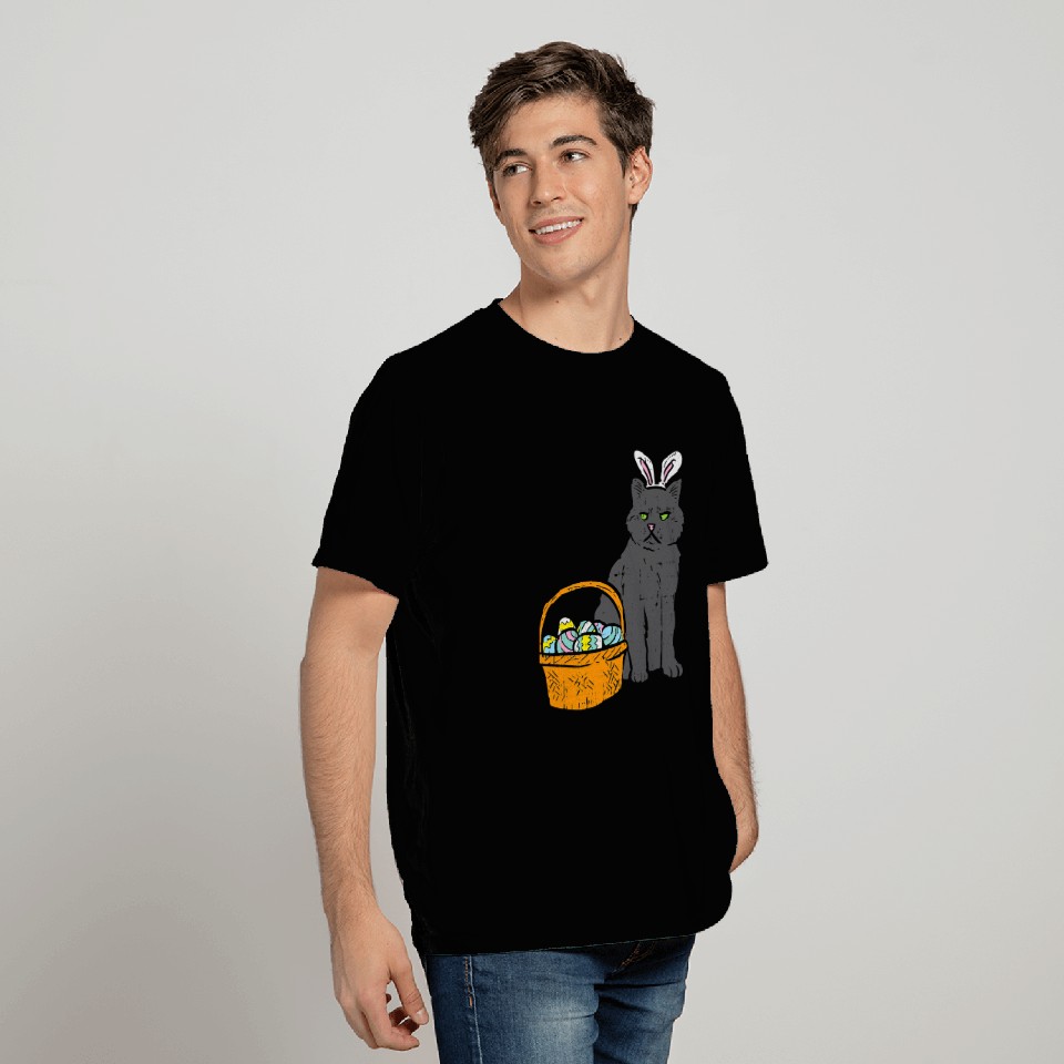 black cats Paws Bunny Ears Eggs Basket Easter Pet Lover T-Shirts