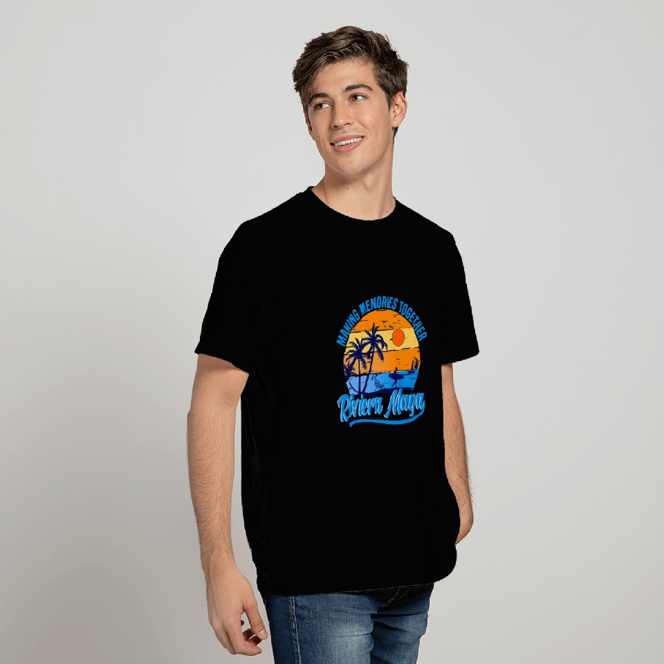 Retro Riviera Maya Mexico Palm Tree Beach Summer Vacation T-Shirts