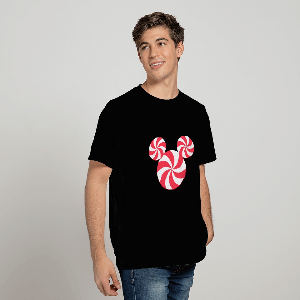 Disney NEW Mickey Icon Christmas Peppermint Candy Holiday T-Shirts