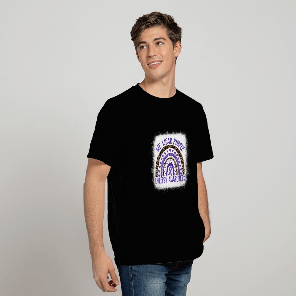 We Wear Purple Leopard Rainbow For Epilepsy Awareness T-Shirts